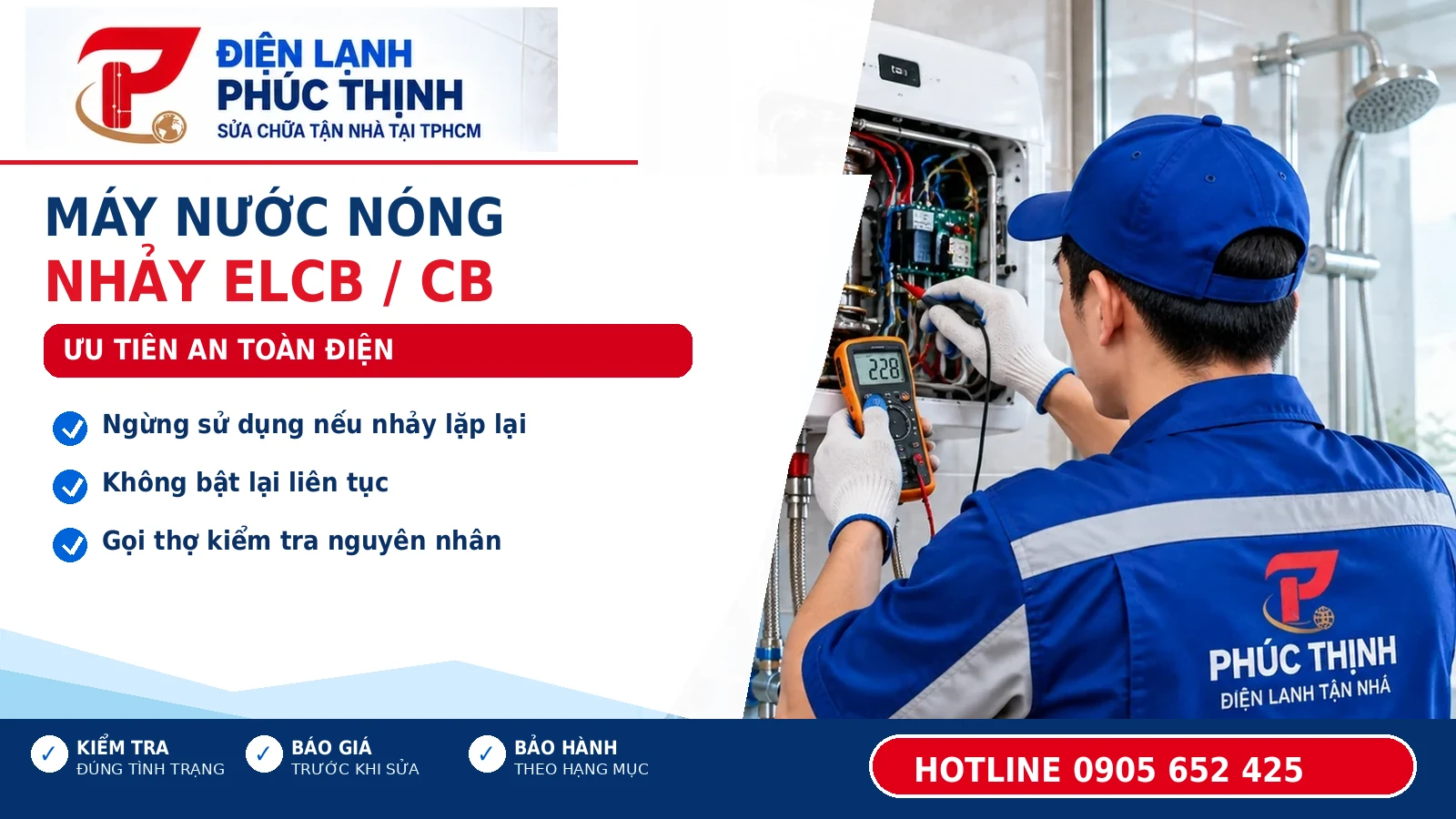 MÁY NƯỚC NÓNG NHẢY ELCB / CB: ƯU TIÊN AN TOÀN ĐIỆN – Điện Lạnh Phúc Thịnh, hotline 0905 652 425
