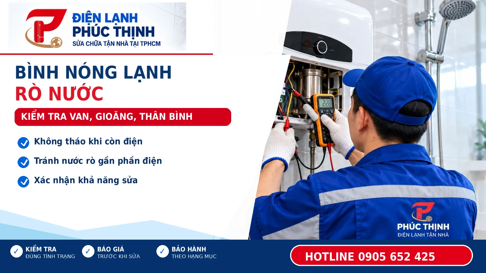 BÌNH NÓNG LẠNH RÒ NƯỚC: KIỂM TRA VAN, GIOĂNG, THÂN BÌNH – Điện Lạnh Phúc Thịnh, hotline 0905 652 425
