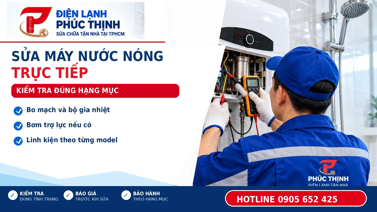 SỬA MÁY NƯỚC NÓNG TRỰC TIẾP: KIỂM TRA ĐÚNG HẠNG MỤC – Điện Lạnh Phúc Thịnh, hotline 0905 652 425