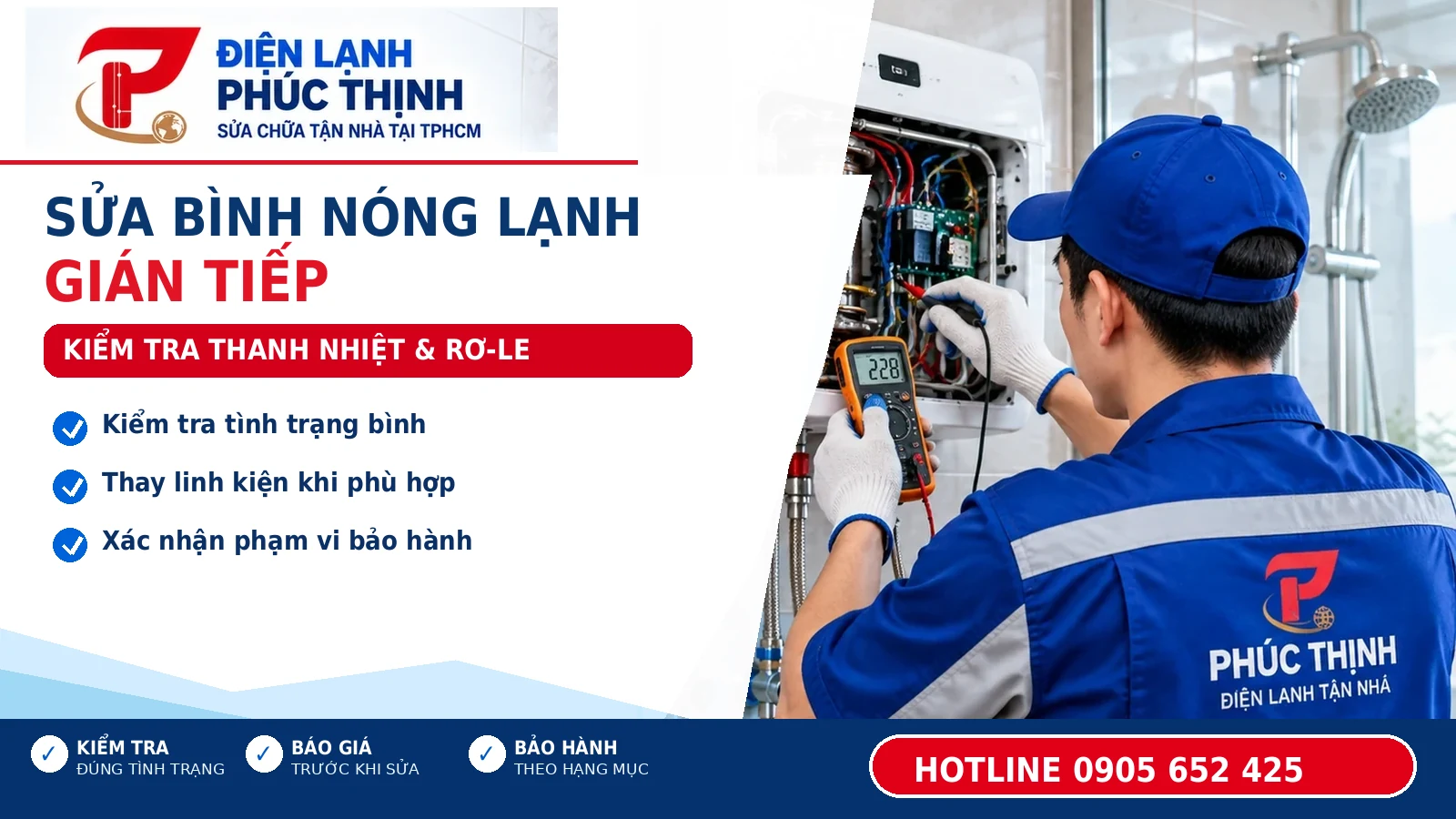 SỬA BÌNH NÓNG LẠNH GIÁN TIẾP: KIỂM TRA THANH NHIỆT & RƠ-LE – Điện Lạnh Phúc Thịnh, hotline 0905 652 425