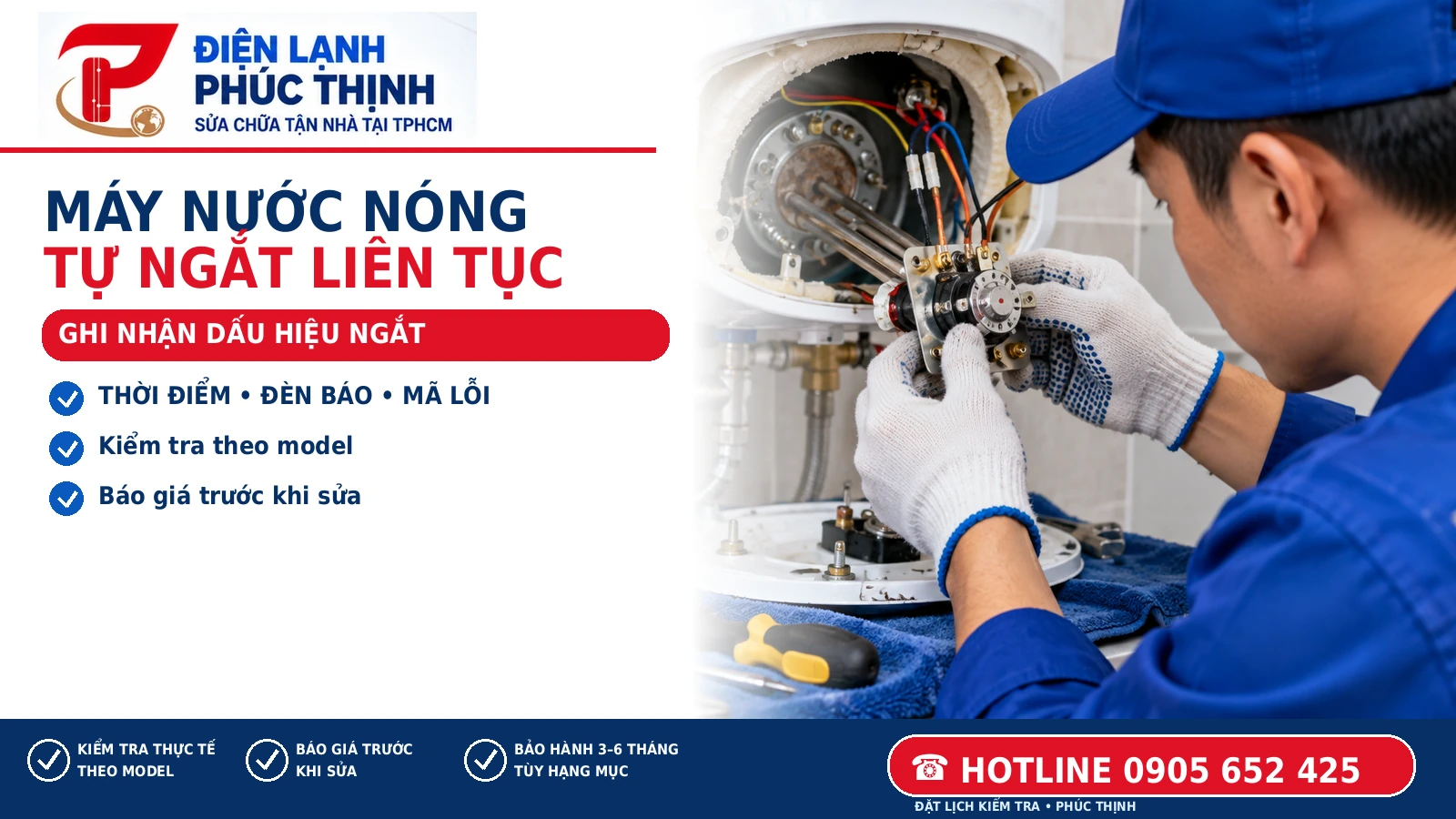 GHI NHẬN DẤU HIỆU NGẮT – minh họa nội dung máy nước nóng tự ngắt liên tục, Điện Lạnh Phúc Thịnh, hotline 0905 652 425