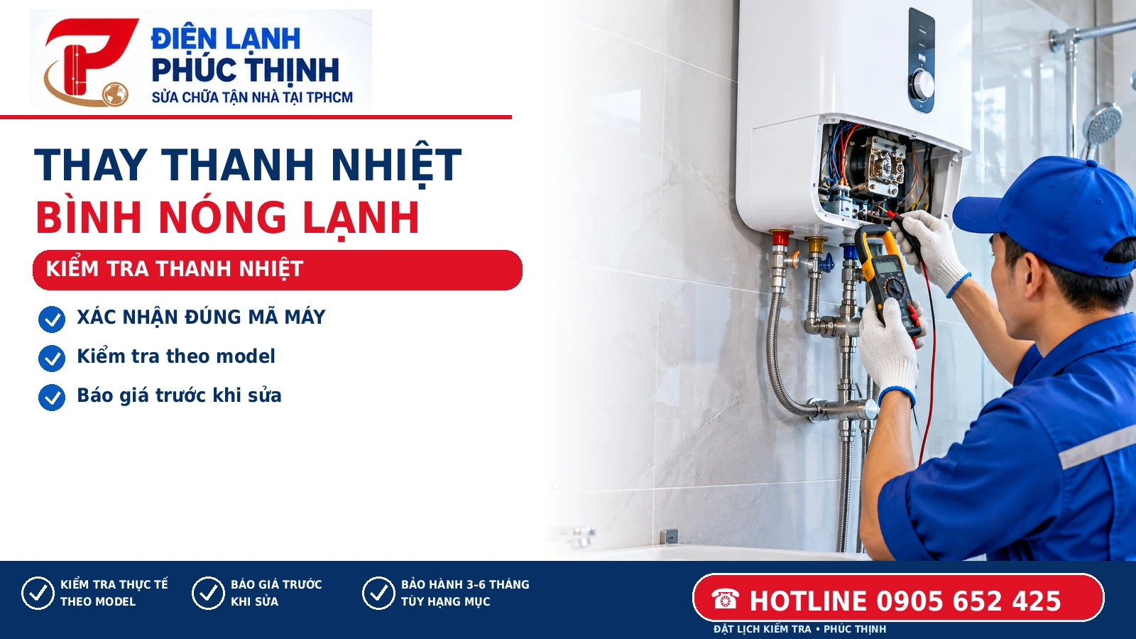 KIỂM TRA THANH NHIỆT – minh họa nội dung thay thanh nhiệt bình nóng lạnh, Điện Lạnh Phúc Thịnh, hotline 0905 652 425