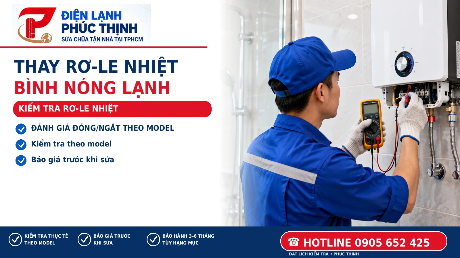 KIỂM TRA RƠ-LE NHIỆT – minh họa nội dung thay rơ-le nhiệt bình nóng lạnh, Điện Lạnh Phúc Thịnh, hotline 0905 652 425