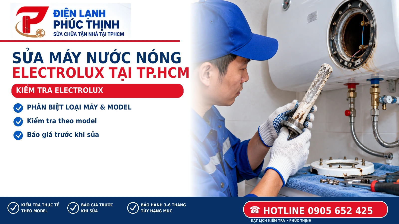 KIỂM TRA ELECTROLUX – minh họa nội dung sửa máy nước nóng Electrolux, Điện Lạnh Phúc Thịnh, hotline 0905 652 425