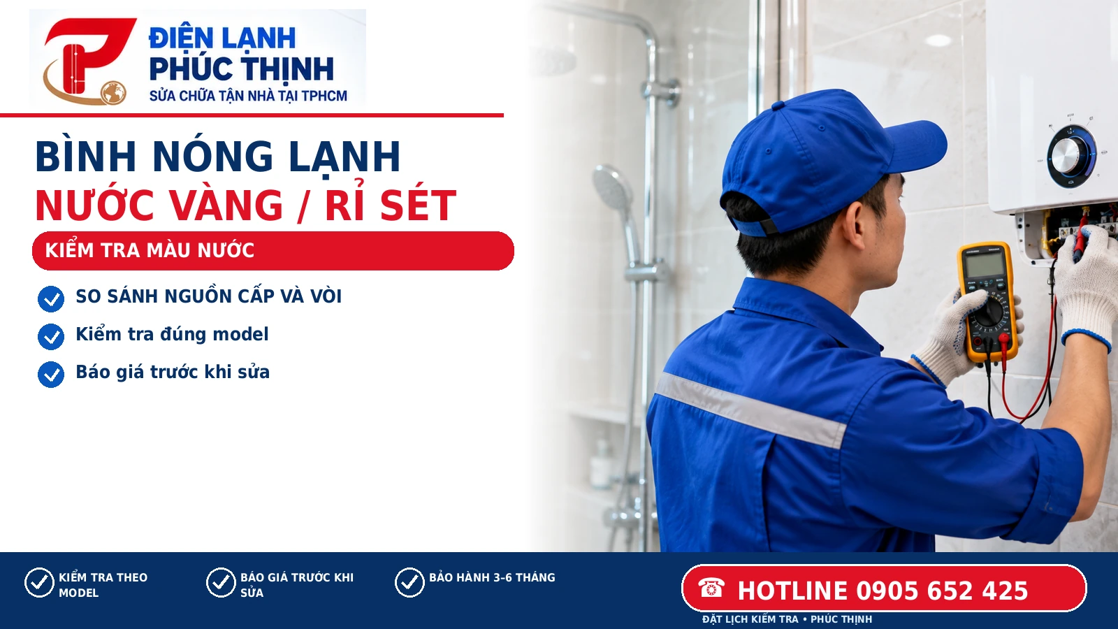 KIỂM TRA MÀU NƯỚC – hình minh họa bình nóng lạnh ra nước vàng, Điện Lạnh Phúc Thịnh, hotline 0905 652 425