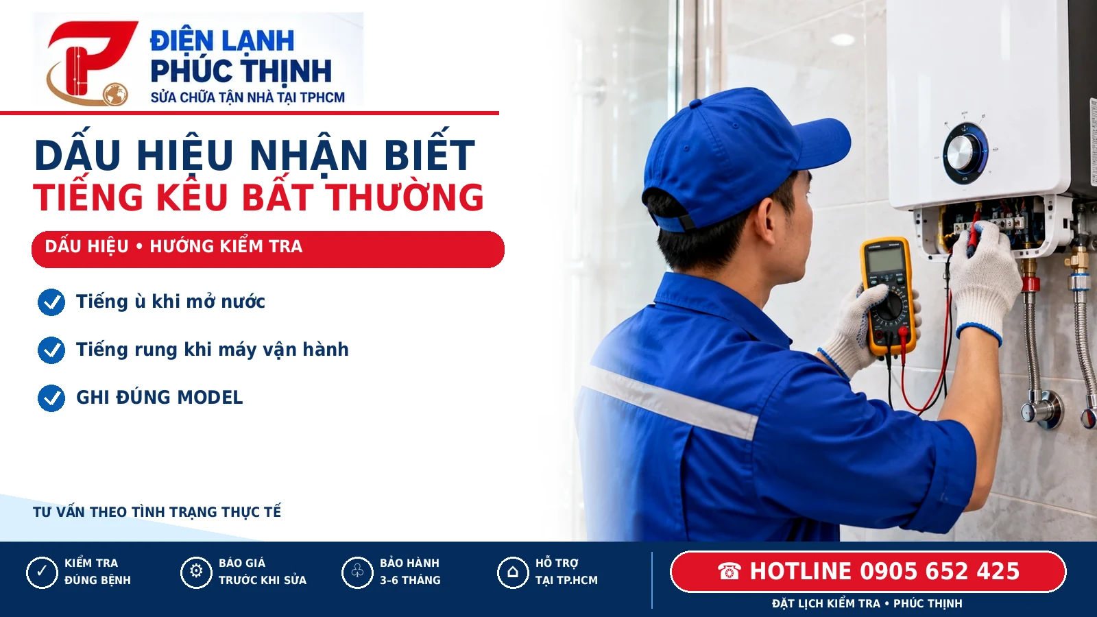 DẤU HIỆU NHẬN BIẾT – minh họa máy nước nóng kêu to, Điện Lạnh Phúc Thịnh, hotline 0905 652 425