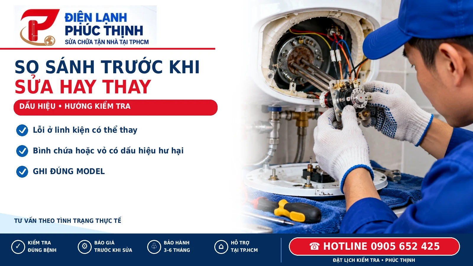 SO SÁNH TRƯỚC KHI – minh họa nên sửa hay thay bình nóng lạnh, Điện Lạnh Phúc Thịnh, hotline 0905 652 425