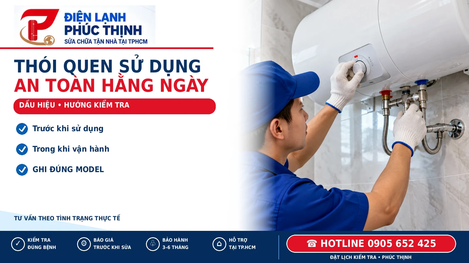 THÓI QUEN SỬ DỤNG – minh họa cách sử dụng bình nóng lạnh an toàn, Điện Lạnh Phúc Thịnh, hotline 0905 652 425