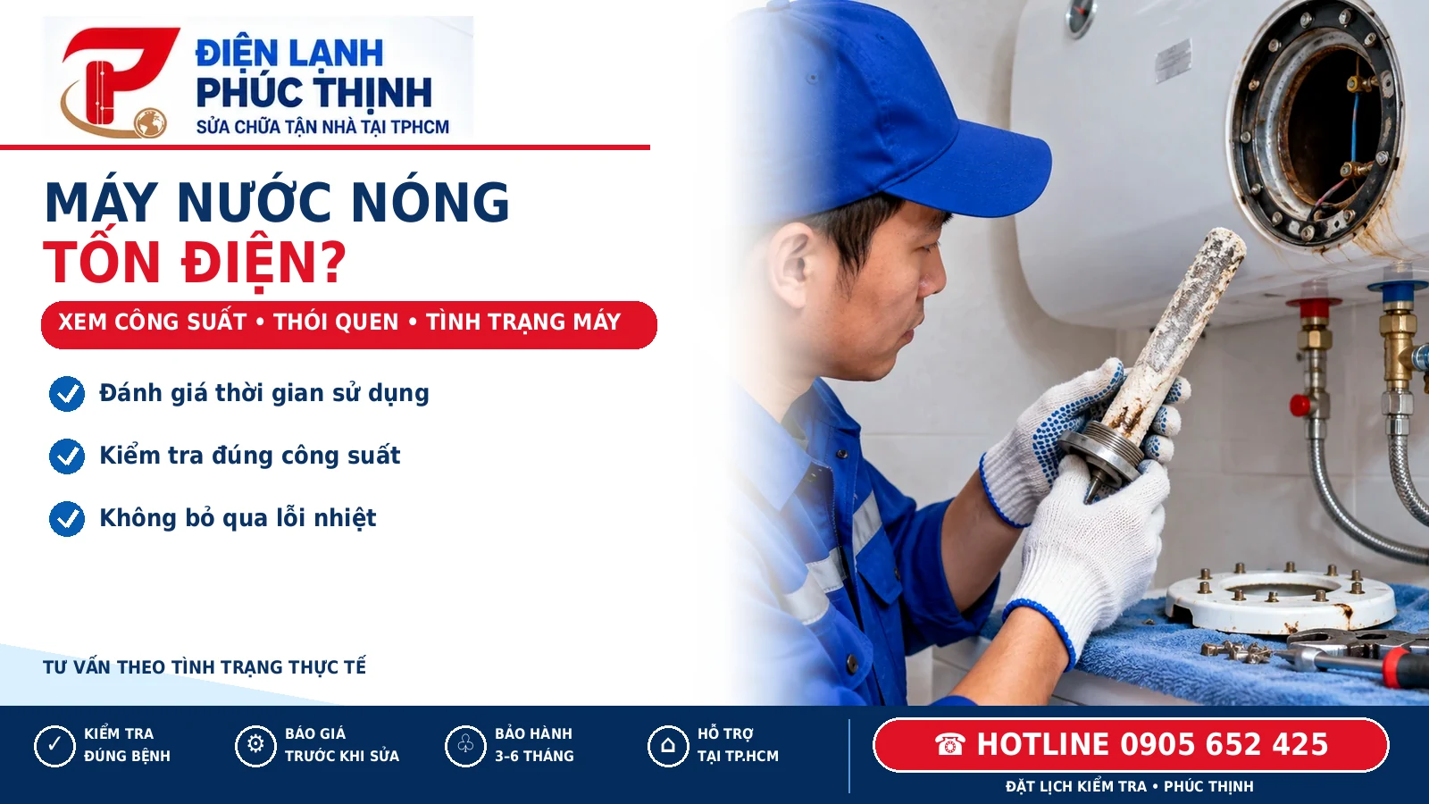Banner Phúc Thịnh về máy nước nóng tốn điện và các yếu tố cần kiểm tra