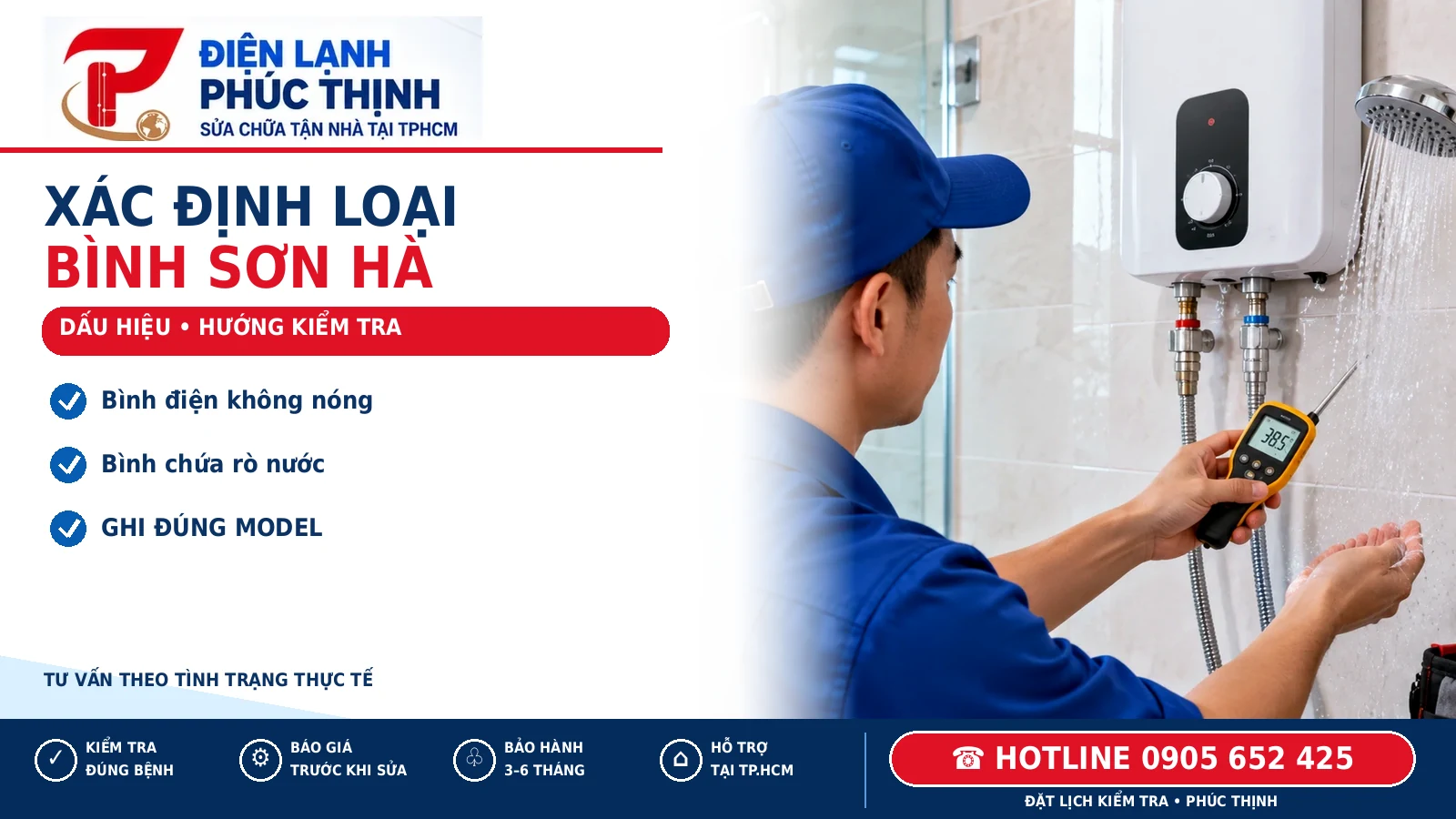 XÁC ĐỊNH LOẠI – minh họa sửa bình nóng lạnh Sơn Hà, Điện Lạnh Phúc Thịnh, hotline 0905 652 425