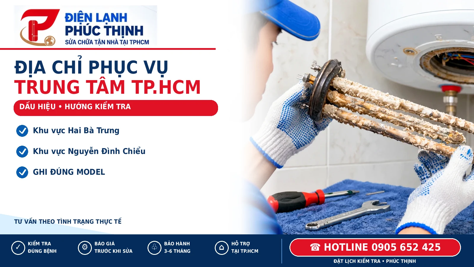 ĐỊA CHỈ PHỤC VỤ – minh họa sửa máy nước nóng trung tâm TP.HCM, Điện Lạnh Phúc Thịnh, hotline 0905 652 425