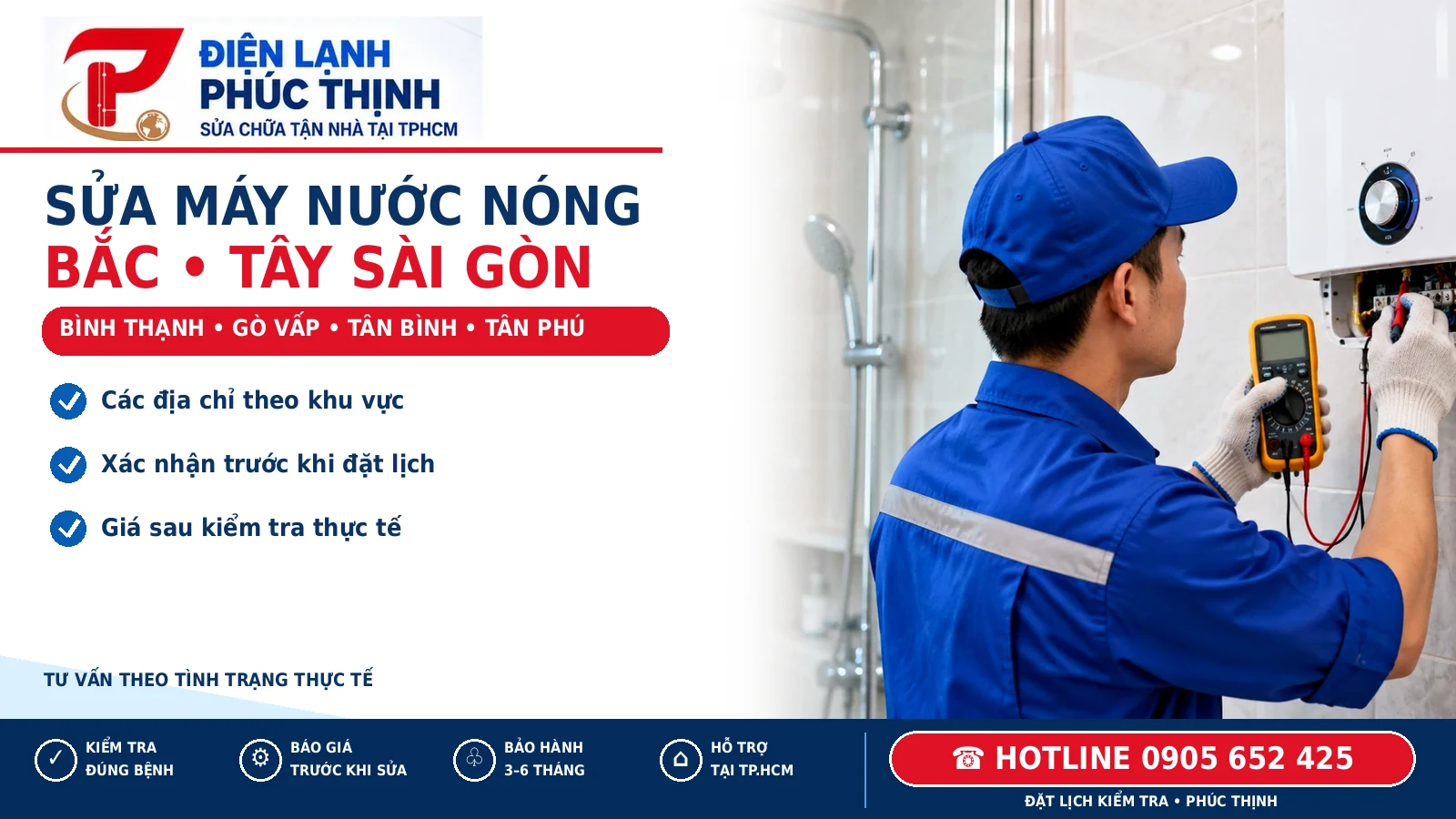 Banner Phúc Thịnh sửa máy nước nóng khu vực Bắc và Tây Sài Gòn