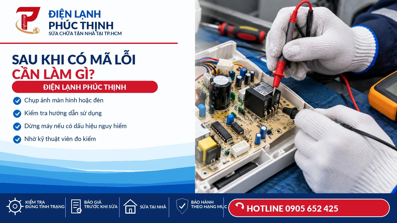Kỹ thuật viên đối chiếu thông tin mã lỗi với thiết bị và dụng cụ đo kiểm