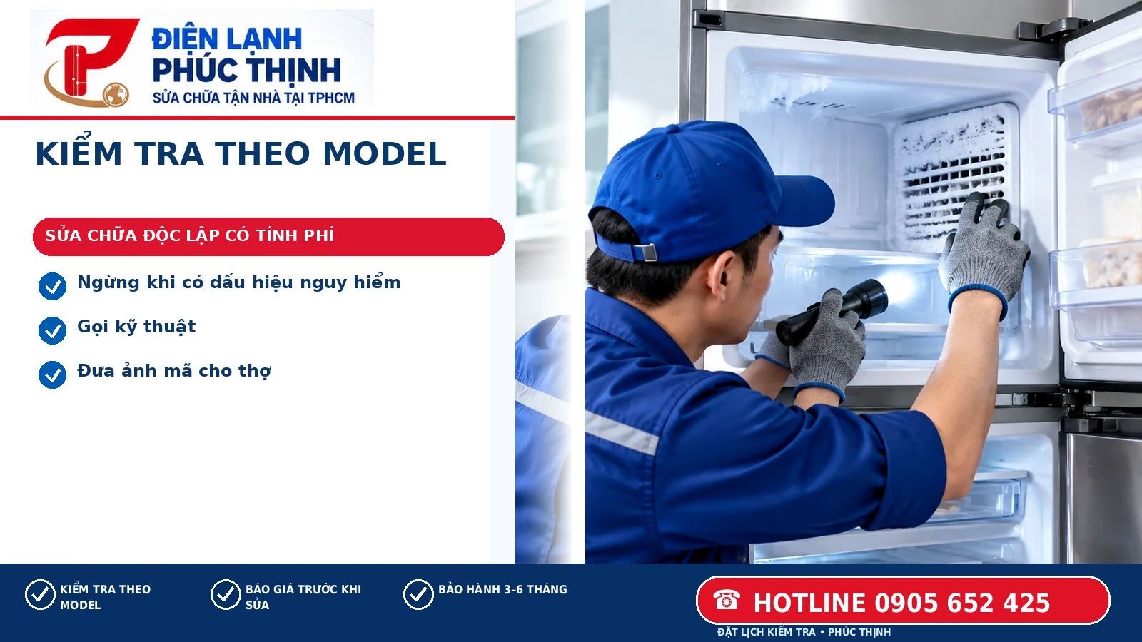 Kiểm Tra Theo Model – Điện Lạnh Phúc Thịnh; minh họa bảng mã lỗi tủ lạnh hitachi tại TP.HCM.