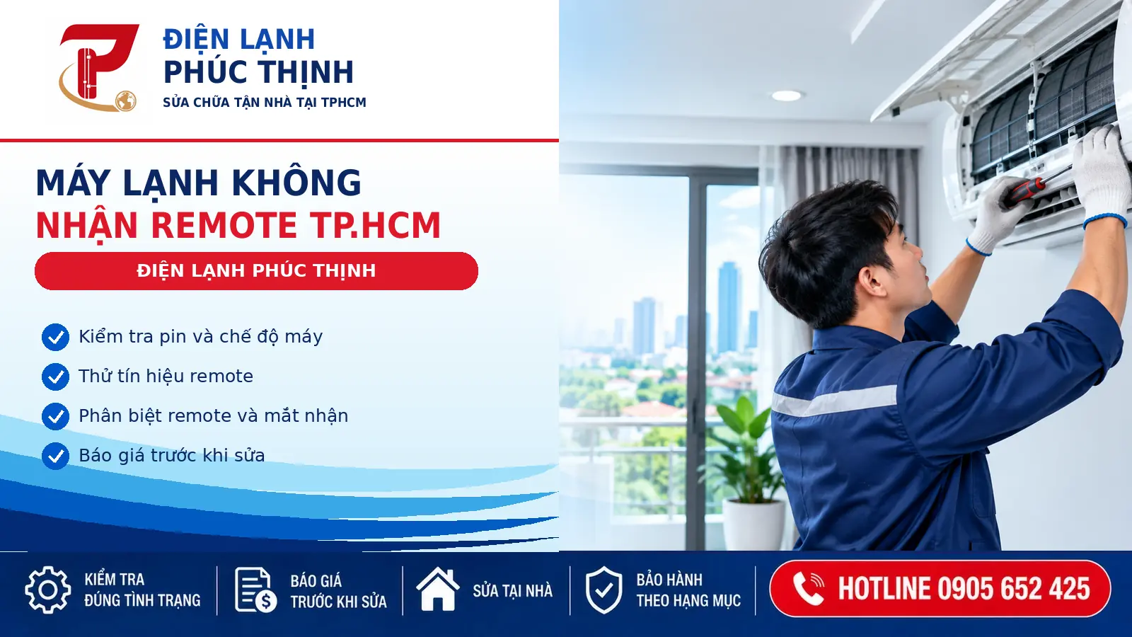 Banner kiểm tra máy lạnh không nhận remote tại TP.HCM