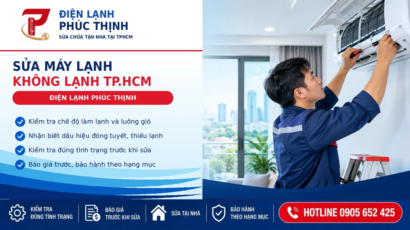 Banner sửa máy lạnh không lạnh tại TP.HCM
