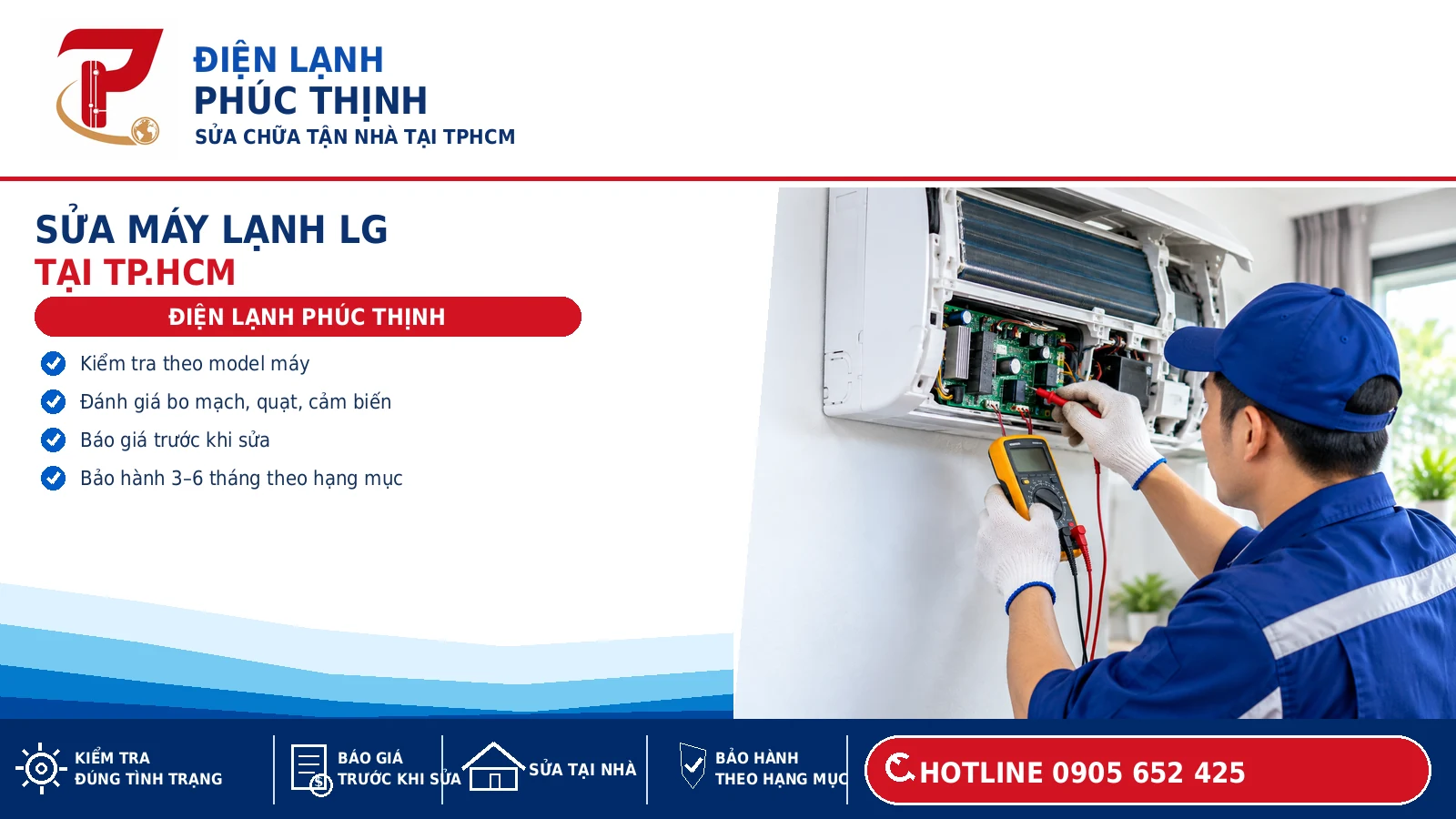 Kỹ thuật viên kiểm tra dàn lạnh LG tại nhà, ảnh minh họa