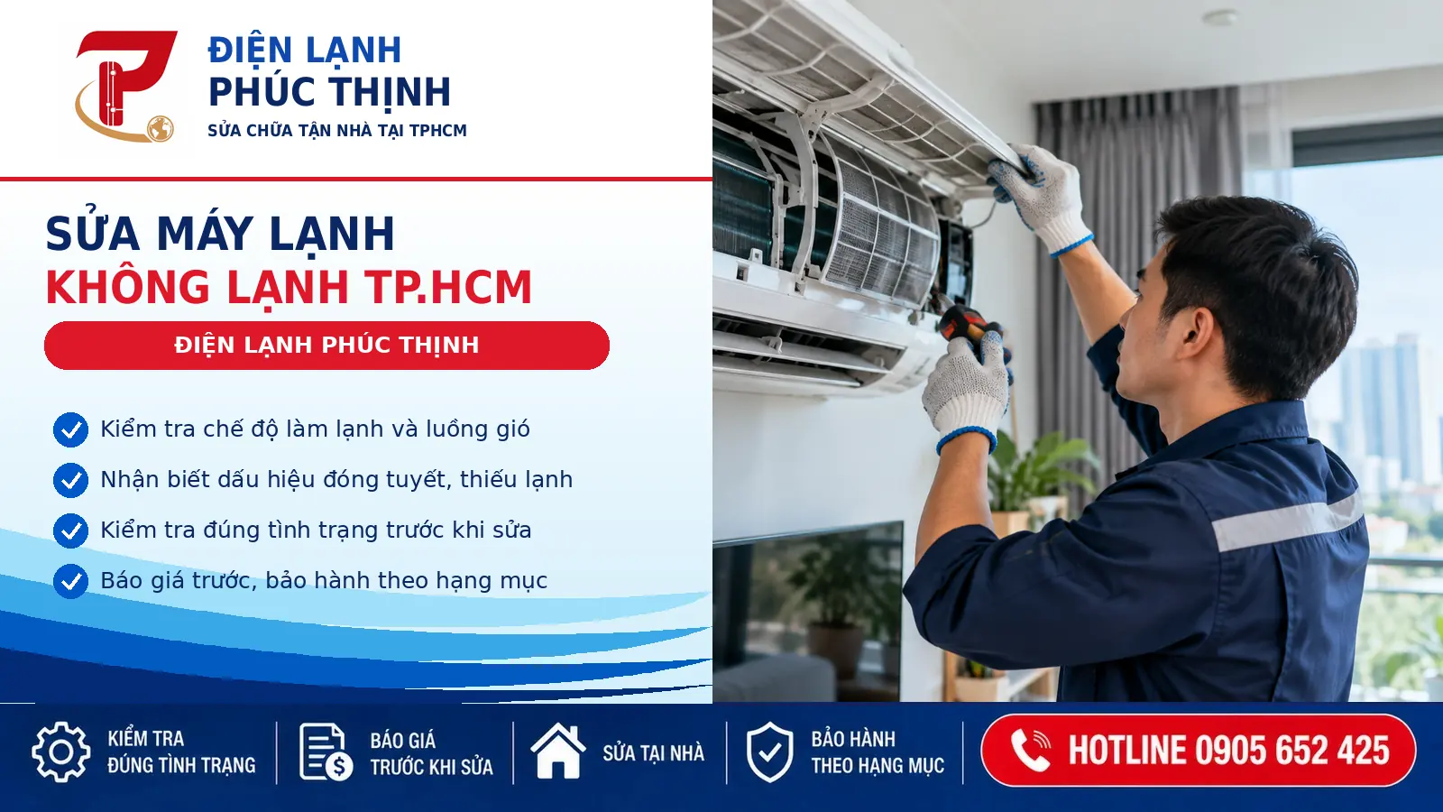 Banner sửa máy lạnh không lạnh tại TP.HCM