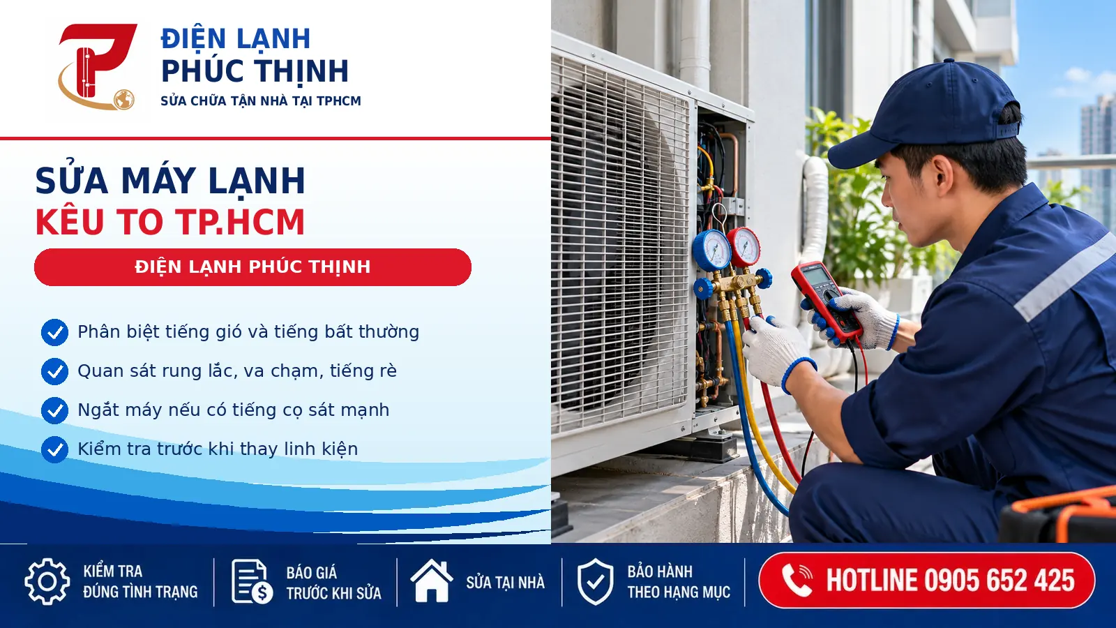 Kỹ thuật viên kiểm tra vỏ máy và quạt dàn lạnh