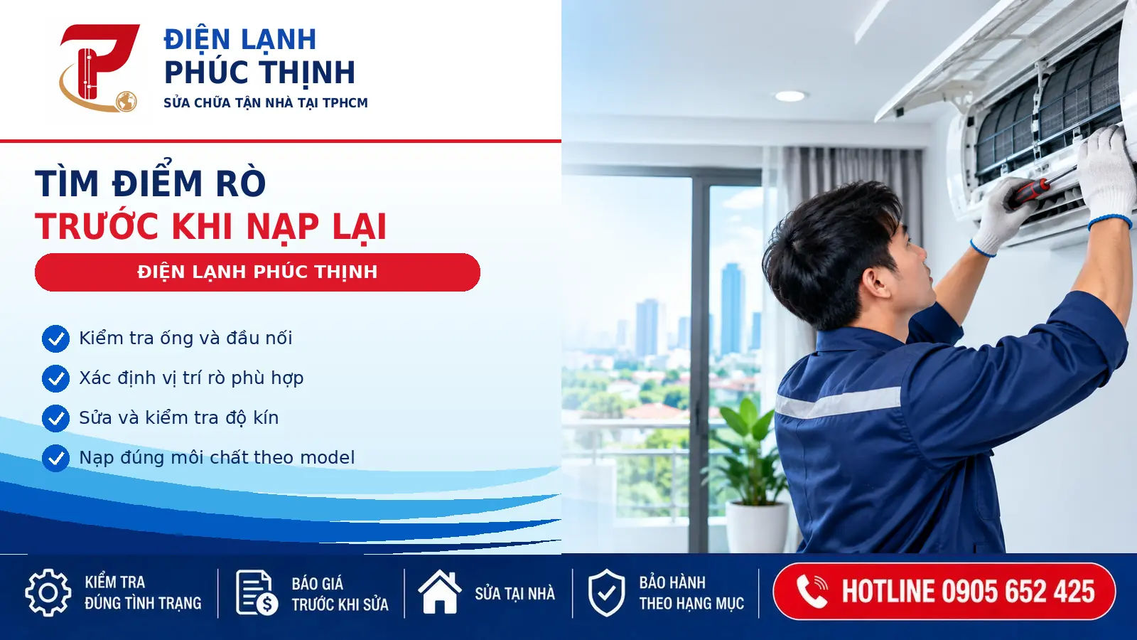 Kỹ thuật viên kiểm tra hệ thống lạnh và thông số vận hành