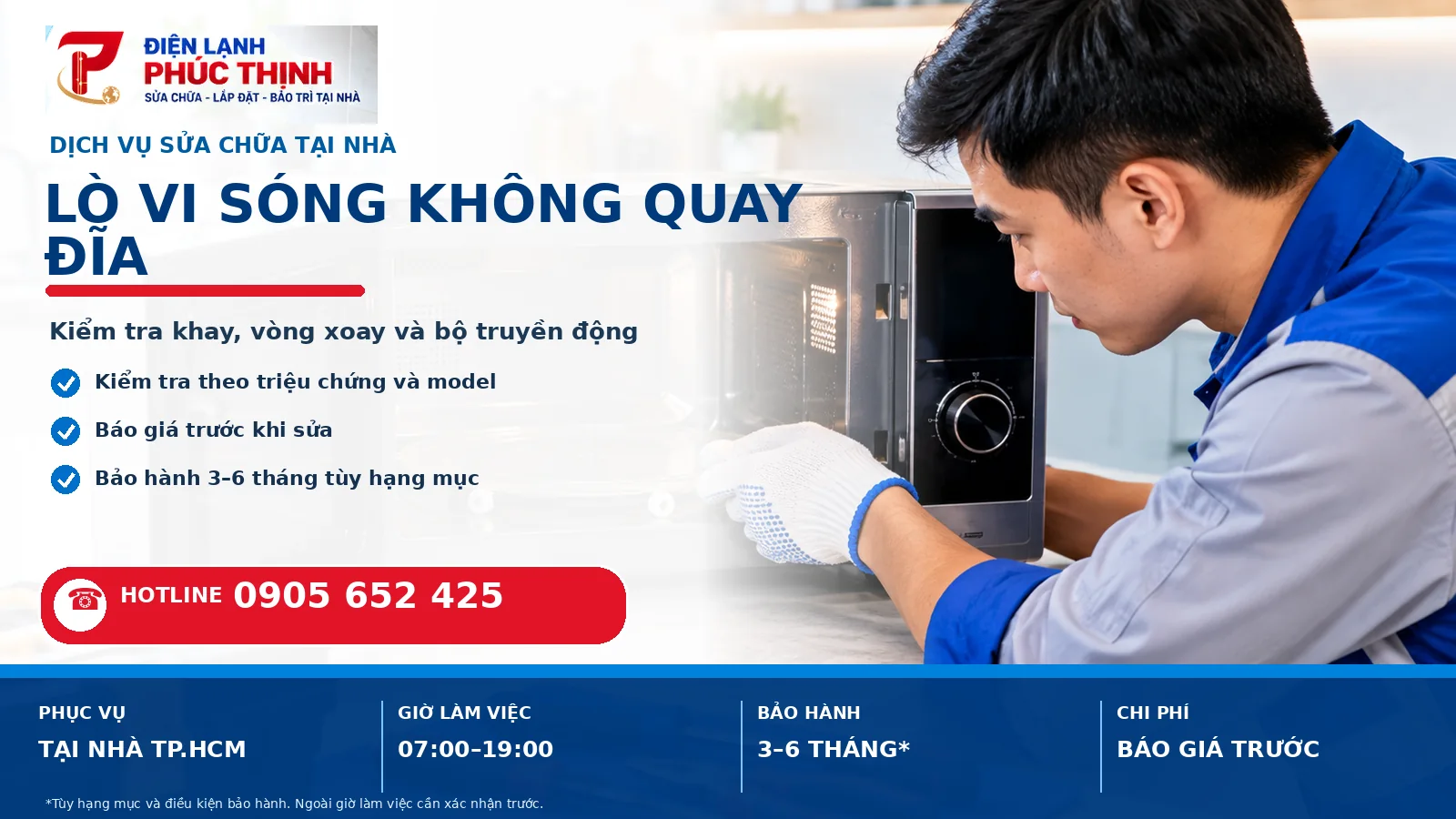 Banner Lò vi sóng không quay đĩa: nguyên nhân và cách xử lý - Điện Lạnh Phúc Thịnh, hotline 0905 652 425