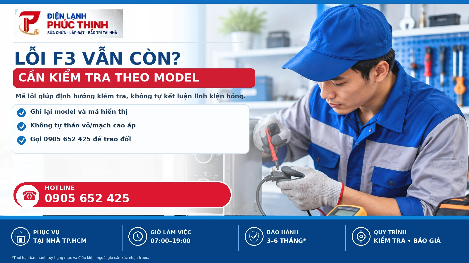 Banner minh họa kỹ thuật viên kiểm tra lò vi sóng LG khi lỗi F3 tiếp diễn sau bước vệ sinh bề mặt