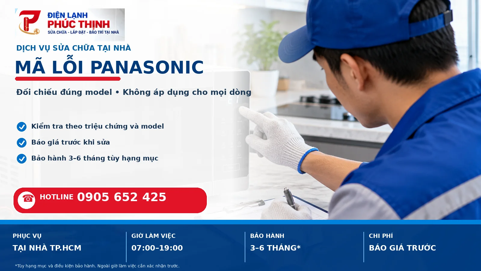 Banner Mã lỗi lò vi sóng Panasonic: H97, H98, H99, U14, U50 - Điện Lạnh Phúc Thịnh, hotline 0905 652 425