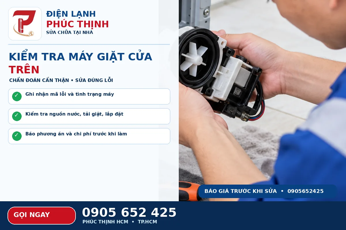 Minh họa các bước kiểm tra an toàn cho sửa máy giặt cửa trên TPHCM