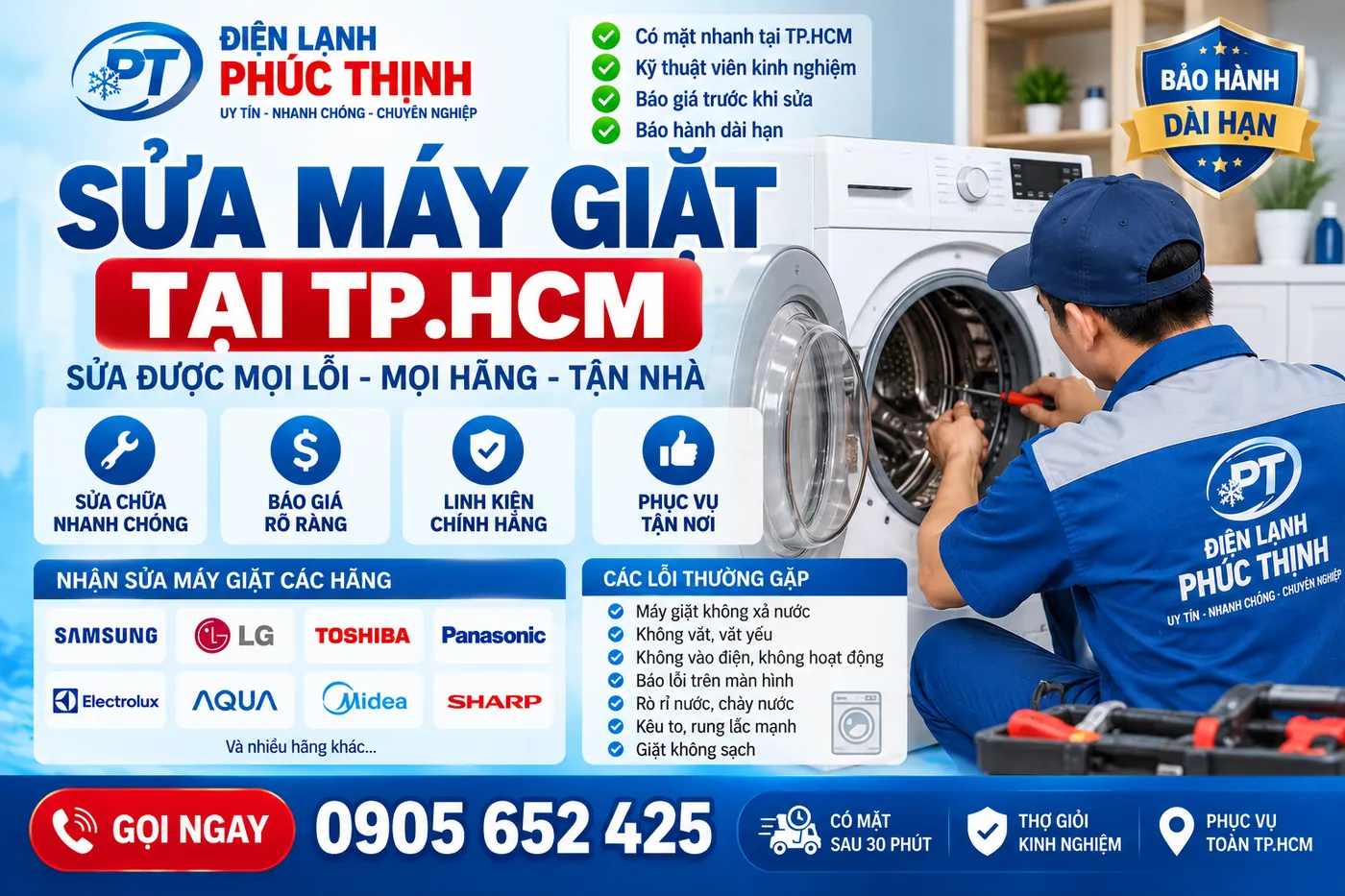 Kỹ thuật viên kiểm tra máy giặt LG tại nhà, xác định nguyên nhân trước khi sửa