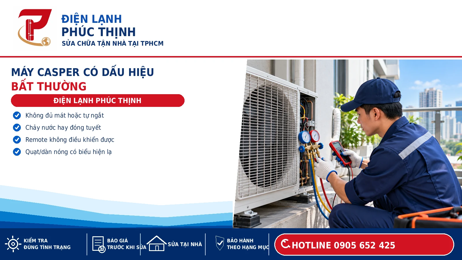 Kỹ thuật viên kiểm tra dàn nóng và các dấu hiệu hoạt động của máy lạnh, ảnh minh họa