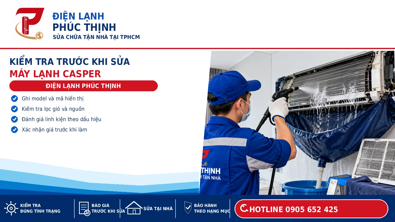 Kỹ thuật viên kiểm tra và vệ sinh dàn lạnh điều hòa, ảnh minh họa