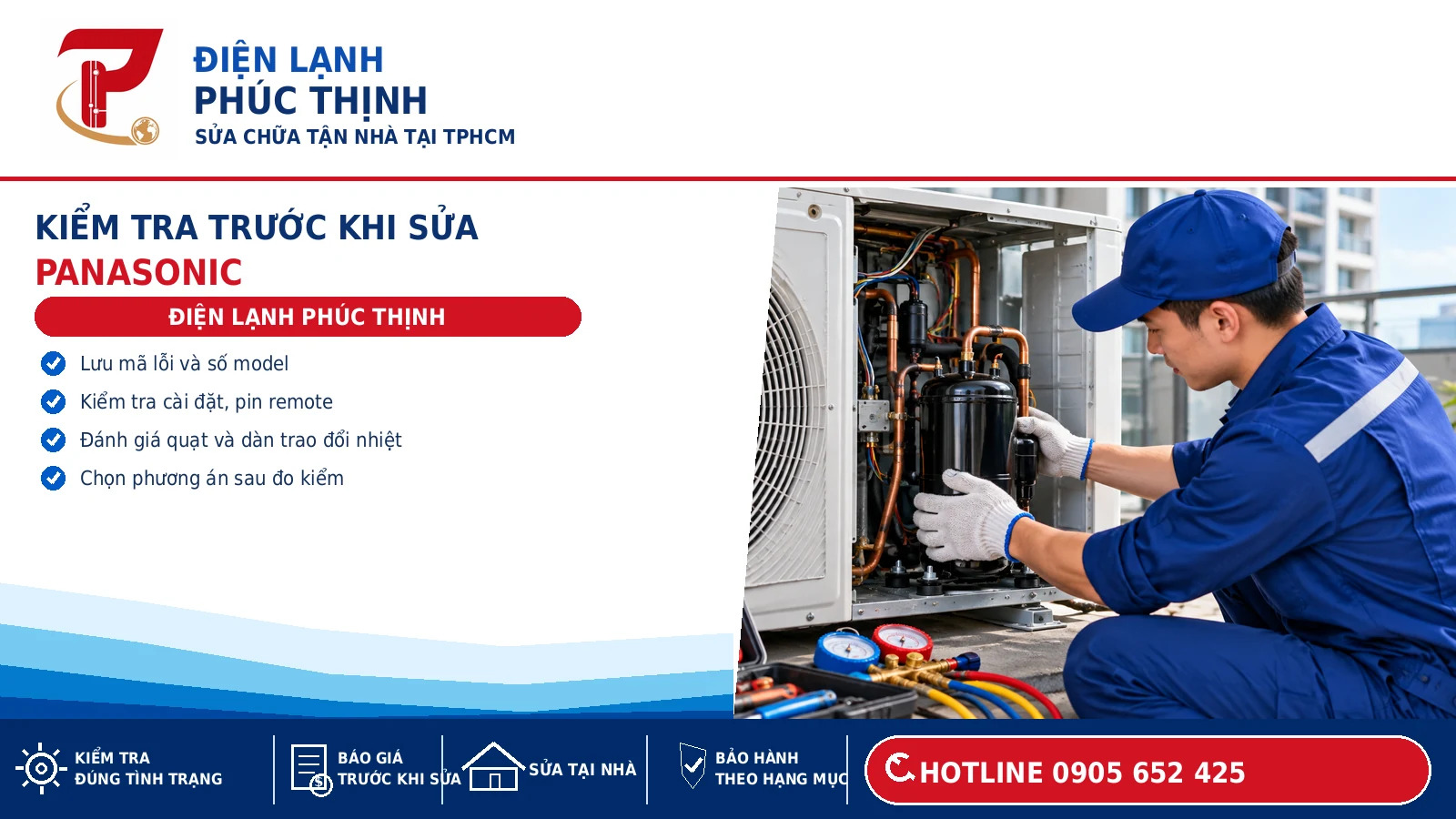 Kỹ thuật viên kiểm tra dàn nóng và thông số vận hành, ảnh minh họa
