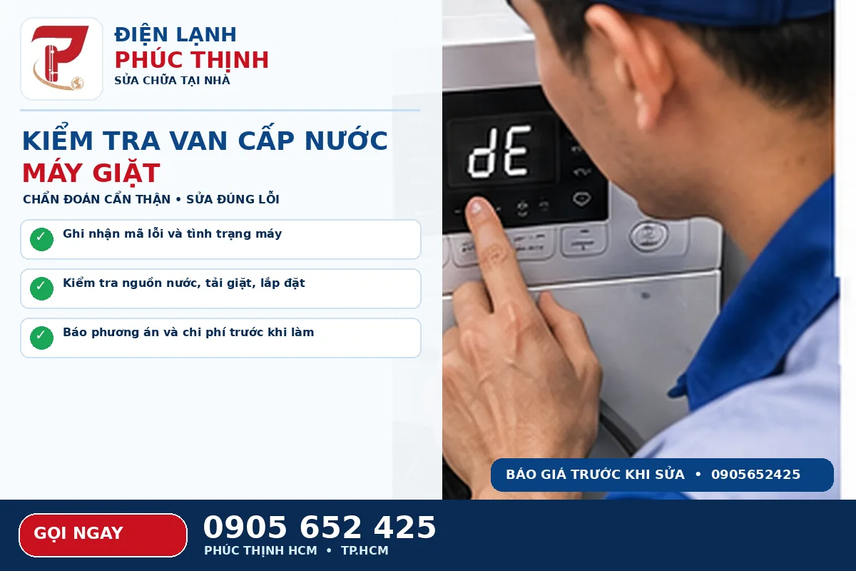 Minh họa các bước kiểm tra an toàn cho thay van cấp nước máy giặt