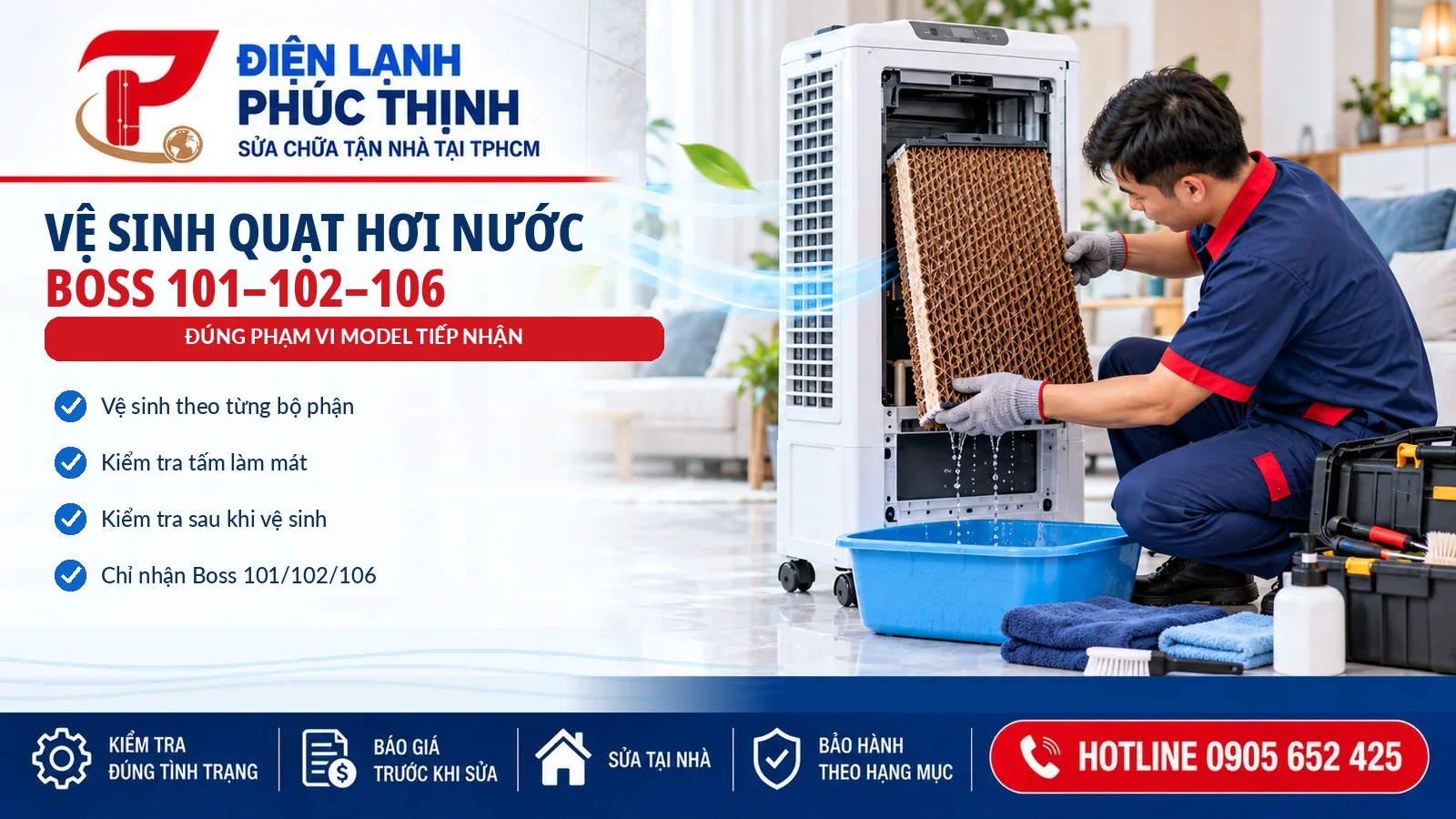 vệ sinh quạt hơi nước Boss 101 102 106
